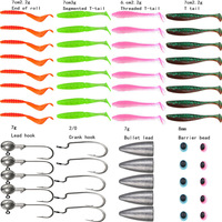 Combinaison d'appâts souples de carpe transfrontalière de 57 pièces pour la pêche en lac toute matière plastique avec crochet de plomb de bobine de queue en T crochet de manivelle balle