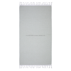 Terry Backed Turkish <b>Towel</b> Peshtemal Fouta Wholesale Pestemal Soft OEM Customized 100 Cotton <b>Thick</b> Stripes White Base Royal - Product Image 1