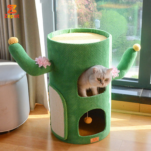 Nouveau Arbre à <span class=keywords><strong>chat</strong></span> en bois massif durable avec nid, plateforme de saut en sisal, espace pour jouets et griffoir intégré et efficace - Product Image 4