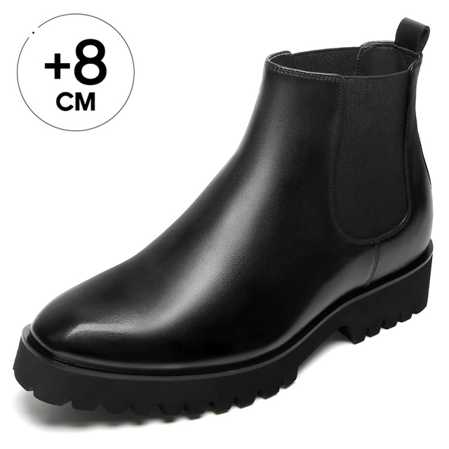 Factory Wholesale Customize Logo Brand Mens Elevator Boots Height Increasing Boots 8cm Genuine Leather Chelsea Ankle Boots