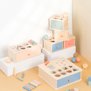 Ausili <span class=keywords><strong>Didattici</strong></span> Montessori <span class=keywords><strong>in</strong></span> <span class=keywords><strong>Legno</strong></span>: Scatole per Classificazione di Colori e Forme, Scatole per Monete, Bastoncini da Inserire, Palline da Lanciare, <span class=keywords><strong>Blocchi</strong></span> per Abbinamento Forme - Product Image 1