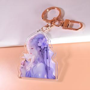 HanXin مخصص واضح الكرتون البلاستيك علامة ليزر الايبوكسي الملونة العصرية لطيف نمط أنيمي Keycharm