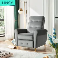 Linsy אלגנטי נוח כורסא כורסת מתכוונן מודרני אחת מושב עיסוי קטיפה שינה ספה כיסא LS291SF1