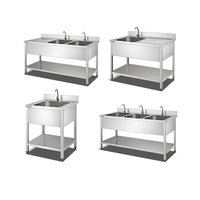 Table de préparation alimentaire pour restaurant et hôtel, table de travail en acier inoxydable, table de travail en métal robuste, évier commercial avec table