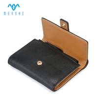 Dompet Kulit Asli Berkualitas Tinggi, Tempat Kartu, Tempat Koin, Kancing, Portabel, Anti RFID, Fashion Wanita