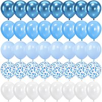 Kit de guirlande de ballons en latex bleu et blanc, ballons confettis bleu clair et foncé métalliques, décorations pour fête de naissance, anniversaire, baptême