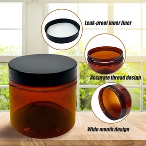 Venta al por Mayor de Frascos de Crema Cosmética de Plástico PET de 100ml-300ml, Redondos, Color Ámbar y Negro, con Tapa de Rosca, Personalizables con Serigrafía - Product Image 4