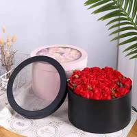 Boîte d'emballage de cadeau de fleur ronde personnalisée, emballage de Tube de papier en gros avec fenêtre