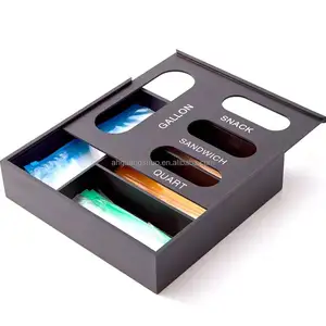 Kitchen Drawer Organizer Food Containers Baggie Dispenser Bamboo Food Storage Bag Holders