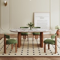 Table à manger de style crème vintage français petit appartement maison Internet-célèbre ensemble de chaises en forme de roche ancienne