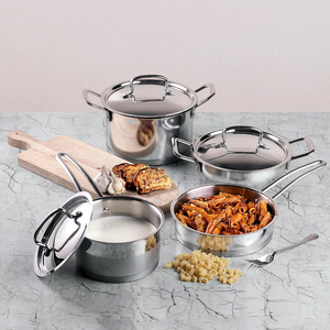 Juego combinado de utensilios de cocina de acero inoxidable QANA <span class=keywords><strong>Deluxe</strong></span>, 7 Uds., diseño minimalista, cacerola ecológica con fondo para estufa de Gas de inducción - Product Image 6