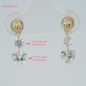 ต่างหูทอง 10k รุ่น Starsgem ประดับเพชรสองเม็ดทรงหยดน้ำ เพชรเลี้ยงในห้องปฏิบัติการ - Product Image 2