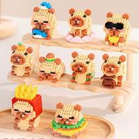 Jeu de table éducatif : Ensemble de figurines miniatures en plastique ABS, formes d'animaux, blocs de construction de dessins animés, modèle de jeu de bureau