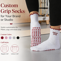 Chaussettes de yoga à volants pour femmes, antidérapantes, pour studio de Pilates, avec logo personnalisé