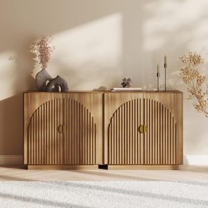 Gabinete de entrada decorativo de <span class=keywords><strong>buffet</strong></span> de acento moderno con puertas acanaladas arqueadas - Product Image 5