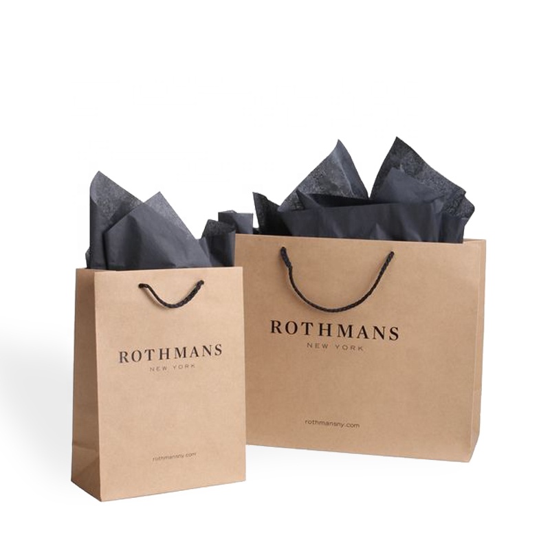 wholesale custom printed craft brown kraft paper shopping bags with handles