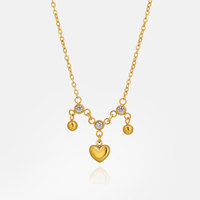 Collar con Colgante de Corazón y Borla, Chapado en Oro de 18k, Acero Inoxidable 316l, Hipoalergénico, con Circonita, para Mujer, Estilo Romántico