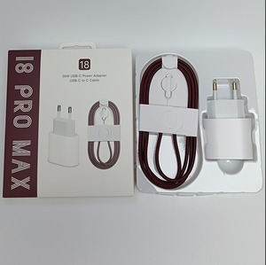Ensemble chargeur rapide PD 35W, rouge vin, câble USB C tressé durable, adaptateur secteur US EU UK, vente en gros pour iPhone 18 - Product Image 4