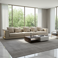 Canapé modulaire de luxe avec finition dorée |   Canapé en cuir en forme de L moderne |   Meubles de salon haut de gamme pour appartements, villas et hôtels