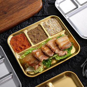 Plaque de cuisson divisée en acier inoxydable avec compartiment à sauce pour usage en restaurant de barbecue coréen - Product Image 4