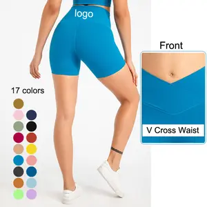 Quần Short Yoga Bán Buôn Quần Short Yoga Co Giãn Cạp Cao Cho Nữ Quần Short Yoga Không Có Đường May Phía Trước