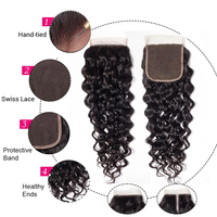 Vente en gros économique Closure en dentelle suisse HD 4x4 5x5 6x6 en cheveux humains brésiliens Water Wave, effet mouillé et ondulé, avec baby hair 1B