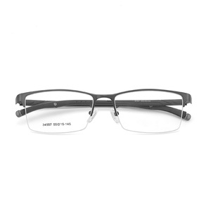 Montures de lunettes demi-cerclées pour hommes, branches en plastique et acier, pont moyen, référence 34557, origine Danyang - Product Image 1