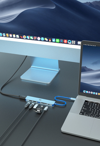 VCOM-Adaptateur Hub <span class=keywords><strong>USB</strong></span> C 7 ports avec 4K HDMI USB3.0 SD TF <span class=keywords><strong>Card</strong></span> <span class=keywords><strong>Reader</strong></span> 100W PD3.0 Charge Docking Station Bleu - Product Image 3