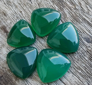 Ónix Verde Natural en Forma de Trillón, Cabujón Plano para Joyería, Anillos, Pulseras, Piedra de Nacimiento de Mayo para Hombres y Mujeres - Product Image 2