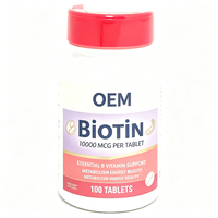 OEM Özel Etiketli Biotin Tabletleri 100 Adet 10000 MCG Besin Takviyesi Tedariki