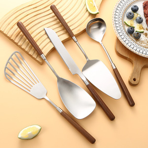 304 Stainless Steel Walnut Handle Cooking Utensils Set 5 Piece For Kitchen Home Restaurant Use - Product Image 4