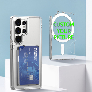 Porta Tarjetas Magnético Transparente de Plástico PC para Teléfono Móvil, Imán de un Toque, Acepta 2 Tarjetas, Diseño DIY - Product Image 1