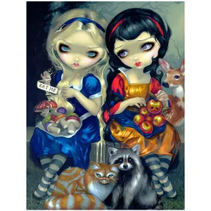 High Quality Vivid Girls And Animals Stay Together Custom Diamond Painting Anime