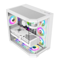 Nouveau Design Populaire Boîtier PC Gaming Haut de Gamme avec 3 Panneaux en Verre Trempé, Radiateur 360mm, Forme d'Aquarium pour Joueur