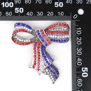 Американский флаг дизайн горный хрусталь в форме банта лента Брошь булавка для Дня независимости США аксессуары - Product Image 4
