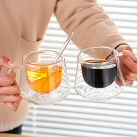 Mug à café moderne en verre à double paroi réutilisable de 200 ml, compatible micro-ondes et lave-vaisselle, pour le camping, la rentrée scolaire, nouveautés, bouteille d'eau