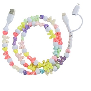 <span class=keywords><strong>Cable</strong></span> de Carga para Teléfono con Lazo Colorido Hecho a Mano con Cuentas para Niñas - Product Image 1