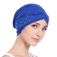 Nuevo Pañuelo Elástico de Satén con Cuentas Indias y Diseño Cruzado para Quimioterapia, Disponible en Europa y EE. UU.