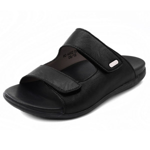 Sağlık kauçuk taban erkek deri yaz rahat sandalet Anti kayma kauçuk yeni tasarım moda ekstra geniş kemer desteği terlik