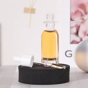 New Arrival 30ml Cylinder Cosmetic Packaging Hair Serum Essential Oil Bottles For Hair Glass Dropper Bottle
