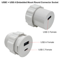 Furnitur Sofa soket bundar terbuka kecil soket daya Desktop Solitaire tertanam USB