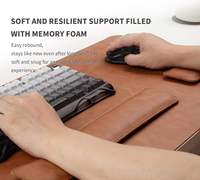 Boîte de rangement de bureau pliable 3-en-1 en cuir PU avec tapis de souris imperméable, repose-poignets pour clavier et tapis de jeu antidérapant pour bureau/salle d'étude