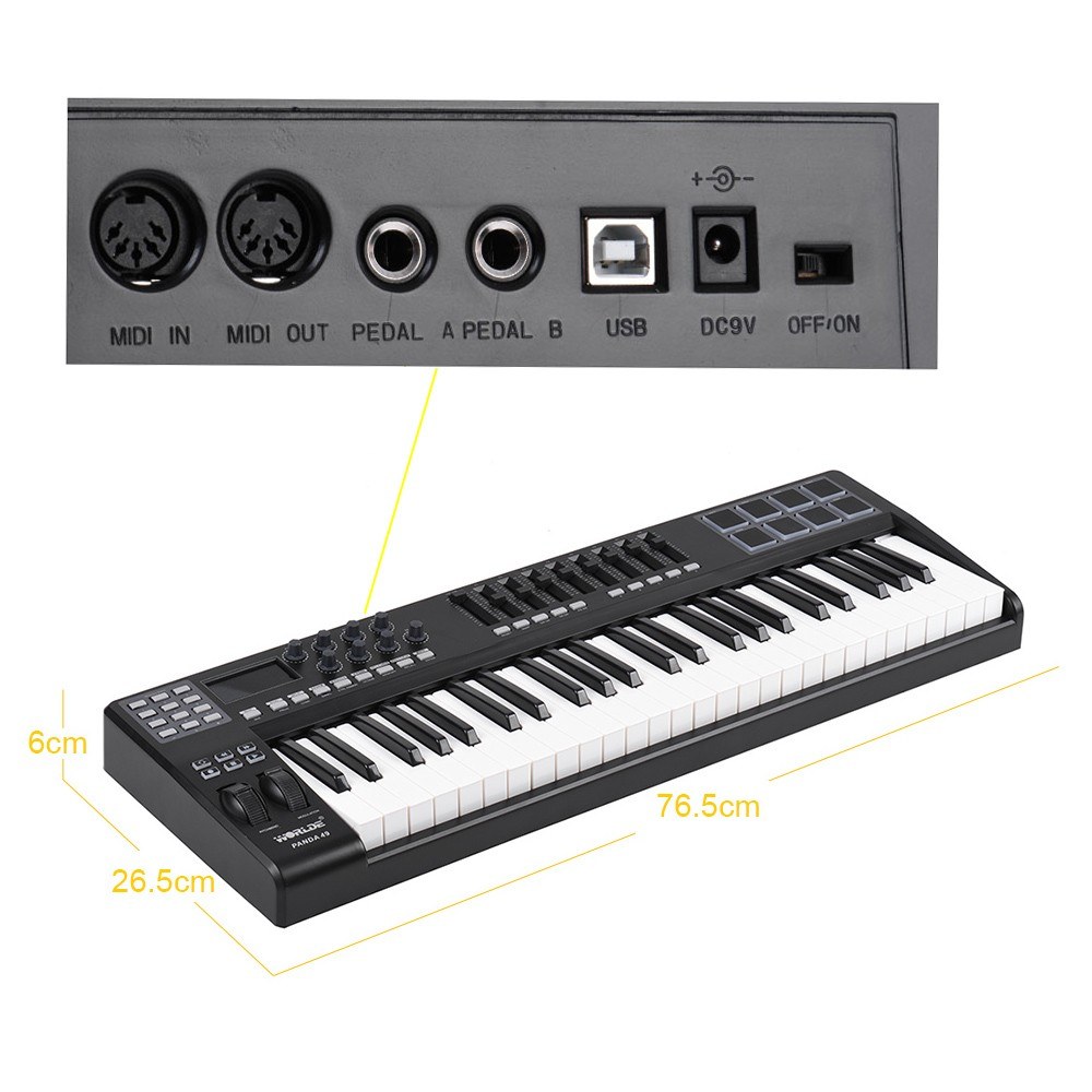 WORLDE PANDA49 Portable 49-Key USB MIDI Keyboard Controller with 8