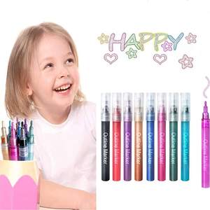 12 colori biglietti regalo di auguri disegno doppia linea contorno <span class=keywords><strong>penna</strong></span> Glitter pennarelli per pittura Magic Outliner Line Art Pens - Product Image 6