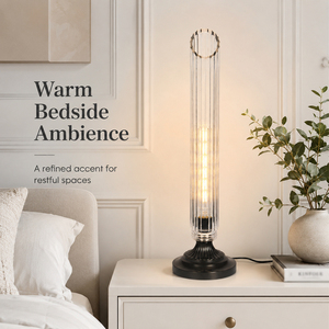 Modern Ribbed Clear Glass Table <b>Lamp</b> Metal Base Decorative <b>Bedside</b> <b>Lamp</b> for Bedroom Living Room Hotel <b>lamps</b> home decor OEM ODM - Product Image 2