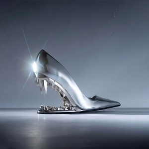 Sandales à talons compensés pour femme, à bout carré ouvert, à bride unique, à talons en forme de dents de tigre originales - Product Image 3
