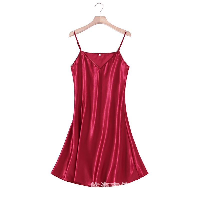 Wine red suspender skirt