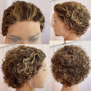 Perruque Courte Bouclée Pixie Cut avec Dentelle Frontale 13x4, Perruques Courtes Bob en <span class=keywords><strong>Cheveux</strong></span> Humains P427 avec Dentelle HD pour <span class=keywords><strong>Femme</strong></span>, 100% <span class=keywords><strong>Cheveux</strong></span> Humains - Product Image 3