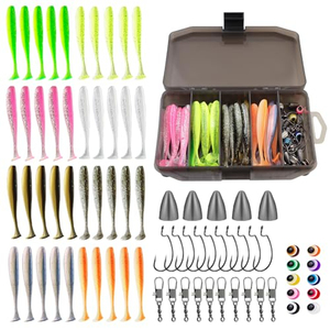 ชุดเหยื่อตกปลา TEXAS RIG 76 ชิ้น น้ำหนัก 208 กรัม ชุดเหยื่อปลอมแบบ Swimbait พร้อมหัวจิ๊ก เหยื่อยางนิ่ม สำหรับตกปลาในน้ำจืดและน้ำเค็ม - Product Image 1