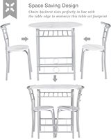 Ensemble de table à manger pliable moderne 3 pièces avec plateau en métal + MDF et porte-bouteilles, design gain de place, blanc, 31,5 pouces
